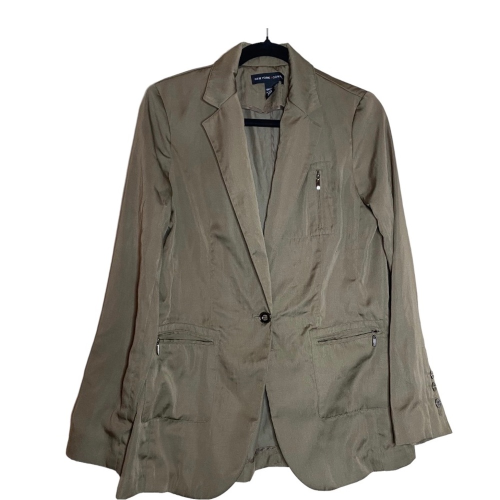New York & Company Gold Metallic Tan Jacket Size 8